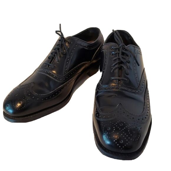 FLORSHEIM Men\'s BLACK 10.5 Oxford Shoe Leather Brogue Wingtip 540575